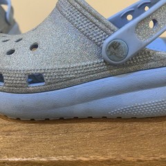 Crocs Kids C13 Platform Clogs Blue Glitter Classic Comfort Strap Slip On Shoes