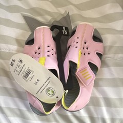 Wonder Nation Unisex Kids Hook & Loop Pink Sandals Solid Strap Size 9-10