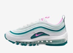 Big Kid’s Nike Air Max 97 White/Pink Spell-Geode Teal 4y