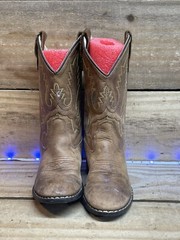 Old West 1129 Western Boot Tan Brown Canyon Kids Size 1.5 Leather W/Loops