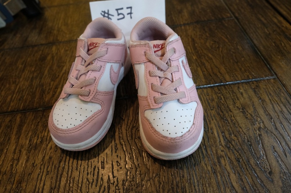Nike Dunk Low Toddler Size 8C Pink Foam White Sneakers HV0929-100 Baby Shoes #57