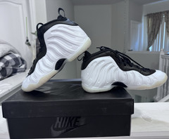 Nike Little Posite One (GS) DV2238-100 White Black Foamposite Size 5Y Women 6.5