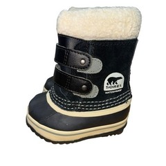 Sorel 1964 Pac Strap Toddler 4 Pre-Owned Snow Boots Black Waterproof Insulated