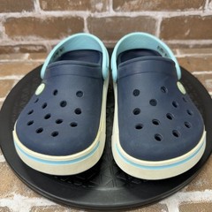 Crocs Crocband Classic Navy Light Blue Slip On Clogs Girls Youth Size 1Y