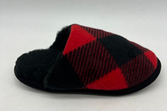 Thereabouts Black and Red Buffalo Plaid Slip On Slippers Kids Size S-M (11-1)