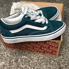VANS Off the Wall Juniors Size 5 Dark Green Skate Board Low Top Shoes Gum Bottom