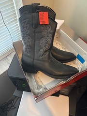 Deer Stags Ranch Cowboy Boots Black Big Kids/Youth SZ 6M Faux Leather NEW IN BOX