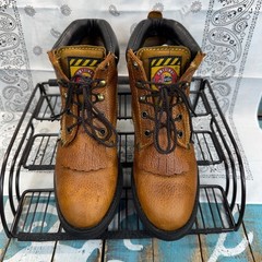 Justin Original Work Boots Brown Leather Kids Size 3D/Womans 4.5 Lace Up EUC