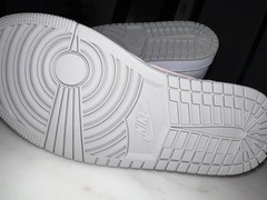 Jordan Air Jordan 1 White Pink Gray High Top Unisex Kids Leather Sneakers