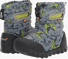 Bogs Kids B Moc Snow Boot, Cool Dinos Print – Gray, 3 Little Kid