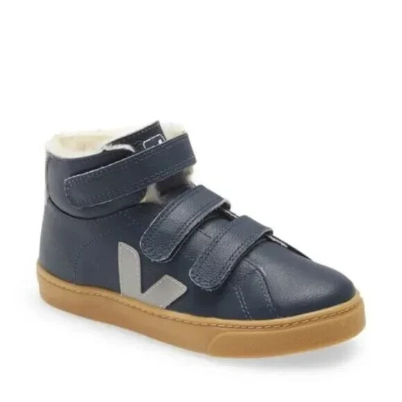 NIB VEJA Little Kid’s Small Esplar Mid Top Fur Lined Leather Sneakers US 7