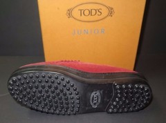 BNWT Beautiful Designer TODS JUNIOR Kids Red Suede Loafer Shoes 33 ITALY