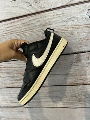 Nike Black Athletic Shoes White Swoosh „All Day Play“ Soles Youth Size 3
