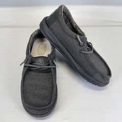 Hey Dude Wally Youth Basic Shoes Youth Size 2 Black Casual Slip On Comfort Flats