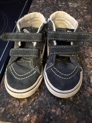 VANS Sk8-Mid V Mid Top Suede Hook & Loop Padded Black Kids Sneakers US 9 M