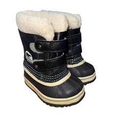 Sorel 1964 Pac Strap Toddler 4 Pre-Owned Snow Boots Black Waterproof Insulated
