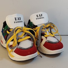 EAF Fashion Multicolor Chunky Platform Sneakers Womens Size 6.5 Streetwear Red