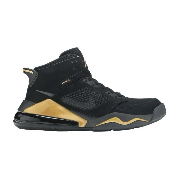 Jordan Mars 270 Black/Gold Mid Top Leather Sneakers Unisex Kids US 8.5Y