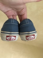 VANS Classic Slip-On Blue Canvas Unisex Kids Casual Shoes US Size 2 Rubber Sole