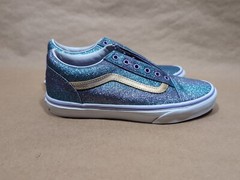 Vans Old Skool Juniors 6.5 Ombre Glitter, New Without Laces, Purple Blue Gold