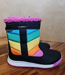 NEW Merrell Alpine Puffer Waterproof Backpacking Snow Boot, Rainbow Multi, 4 US