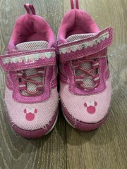Disney Minnie Mouse Pink Glitter Hook & Loop Low Top Mesh Sneakers Sz 7
