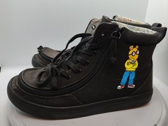 BILLY ~ Sneakers Big Kids Sz 4 Classic Lace High Black Arthur Full Zip AFO *EUC