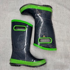 Bogs Kids Rainboot Solid Blue Green Waterproof Rubber Boots Outdoors Size 11