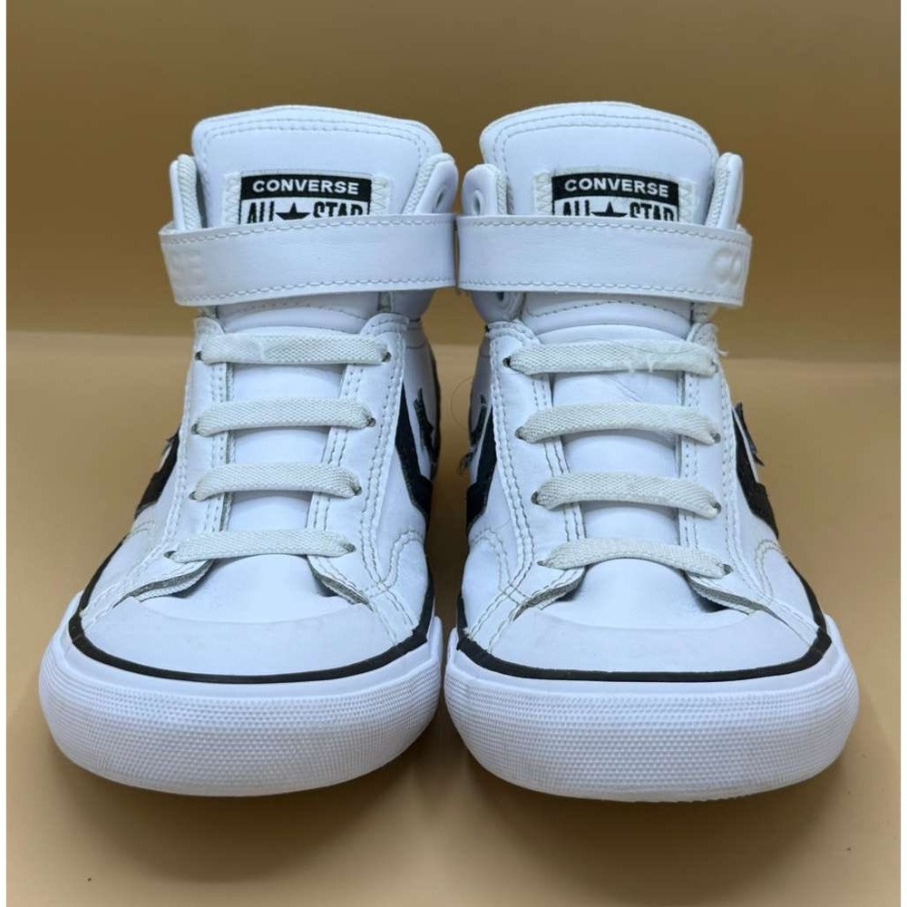 Converse Pro Blaze Strap White Black Leather High Top Youth Sneakers A01073C 3Y