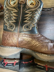 Durango Youth Sz 2 M Black Brown Leather Buckaroo Stockman Cowboy Western Boots