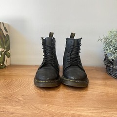 Dr Martens 1460 J Pascal Black Leather Zipper Unisex Kids Combat Boot Size 3