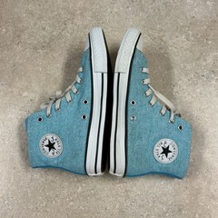 Converse Chuck All Star SZ 3 Junior Double Tongue High Top Sneakers Blue Wash