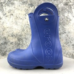 Crocs Kids Size J2 Handle It Blue Easy On Lightweight Pull On Rubber Rain Boots
