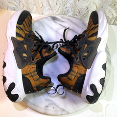 Nike React Presto Premium Tiger Print 3Y Shoes Magma Orange-White-Black CU8429