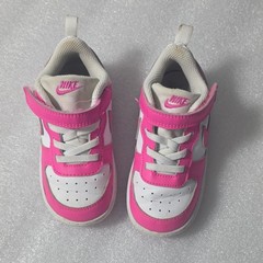 Nike Court Borough Low 2 Hook & Loop Sneakers Pink/White Toddler US 8C EU 25