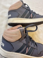 Adidas Hoops 2.0 Mid High Tops Kids Shoes Purple Pink 2 2Y Basketball Sneakers