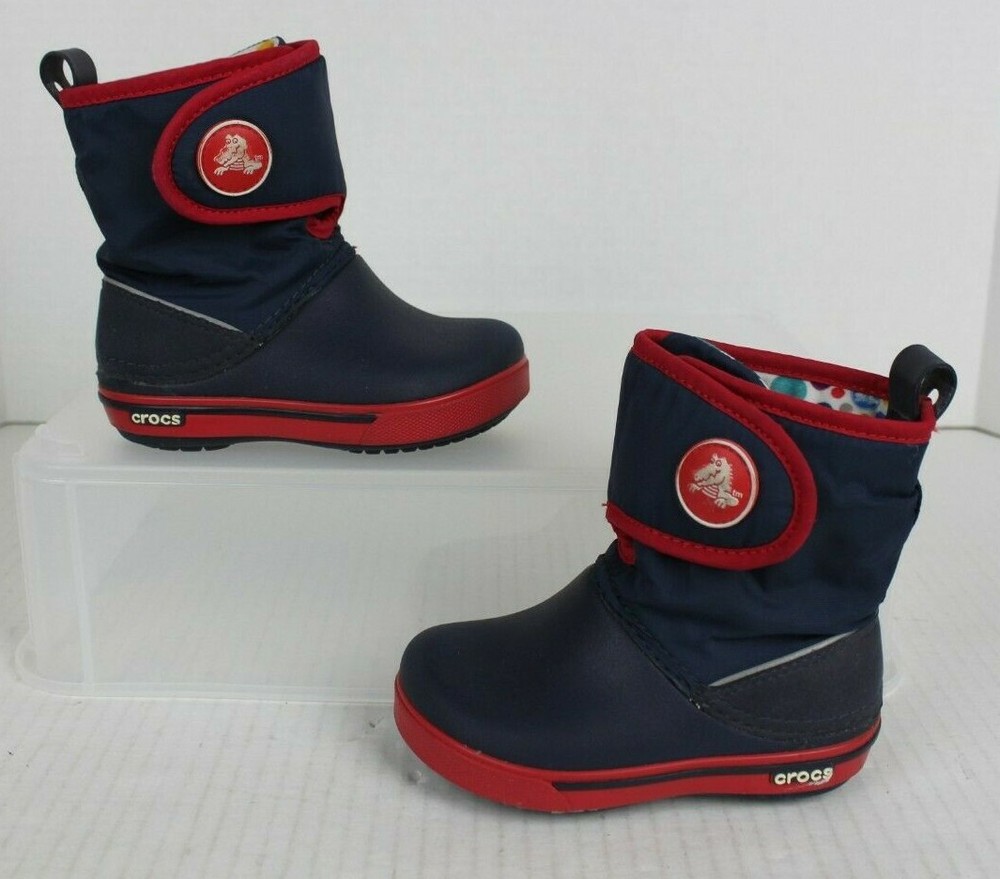 CROCS Kids Crocband II.5 Gust Boots Size C7 Navy w Red Accents Boys or Girls GUC