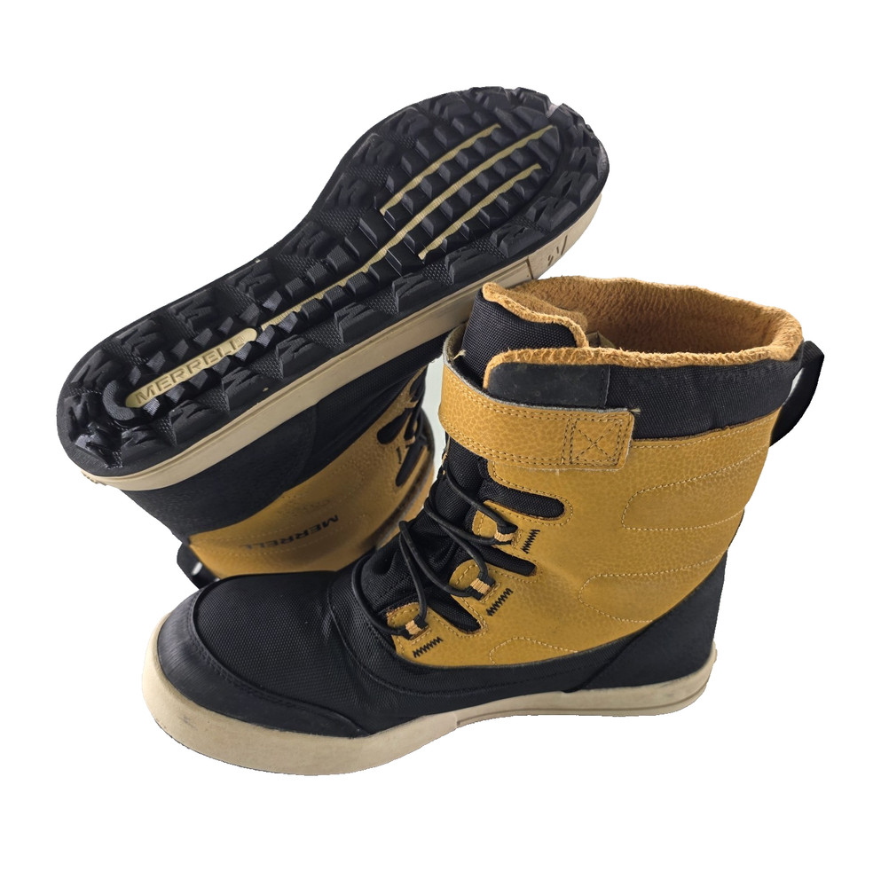 Merrell Snow Storm Waterproof Boots Youth 5M Black Wheat Leather MK263993