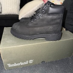 Timberland Premium 6″ Waterproof Boot Nubuck Black Kids 2 TB 012707 001