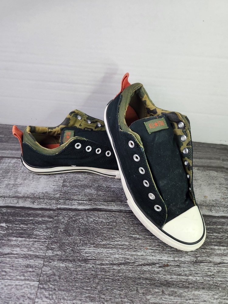 Converse All Star Low Top Black/Camo Kids Size 5 No Laces