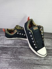 Converse All Star Low Top Black/Camo Kids Size 5 No Laces