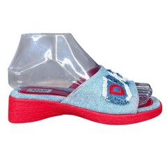 D&G Dolce & Gabbana Juniors Blue Denim Slip On Sandals Size 34 US 1.5