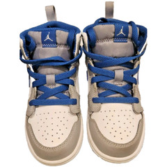 Jordan 1. White/gray/ navy blue kid/toddler sneaker, Size 10c. Great shoe!!