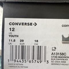Converse Chuck Taylor All Star Madison Ox Sneaker Blue Glitter Lace Up Shoe 12 Y