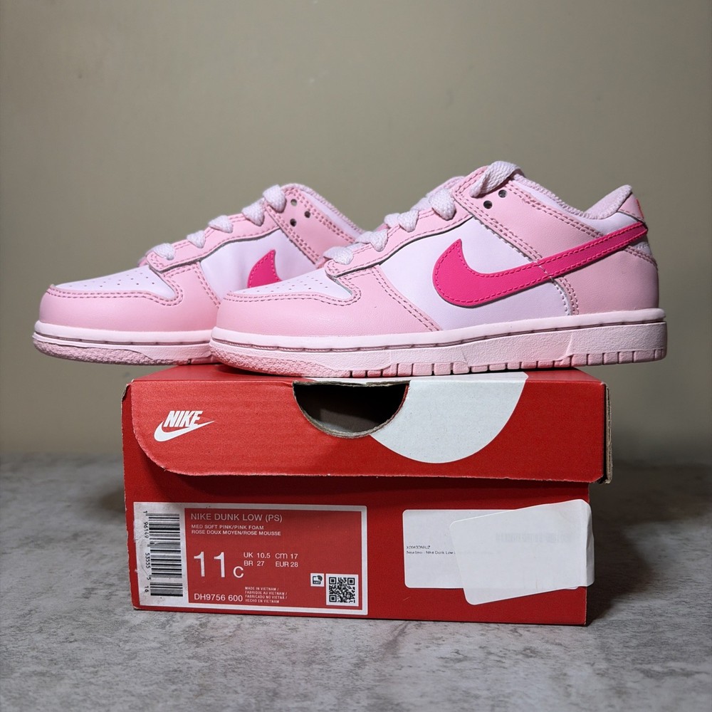 Nike Dunk Low PS ‘Triple Pink’ (DH9756-600) Little Kids Size 11C / 5Y