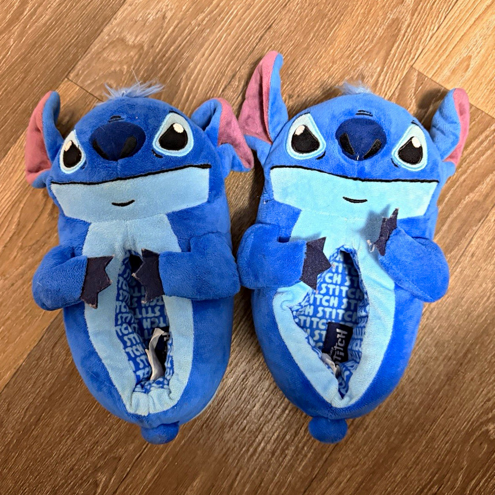 Disney Stitch Lilo & Stitch Plush Slip-On Slippers Kids Size 13/1 Blue