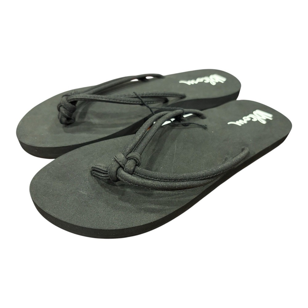 NWT Black Volcom Forever and Ever Flip-flop Sandals Knotted Straps US Kids 2