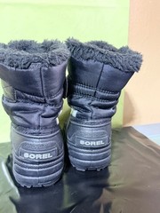 Sorel Kids Black Boots Snow Commander Black Charcoal Insulated Size 9