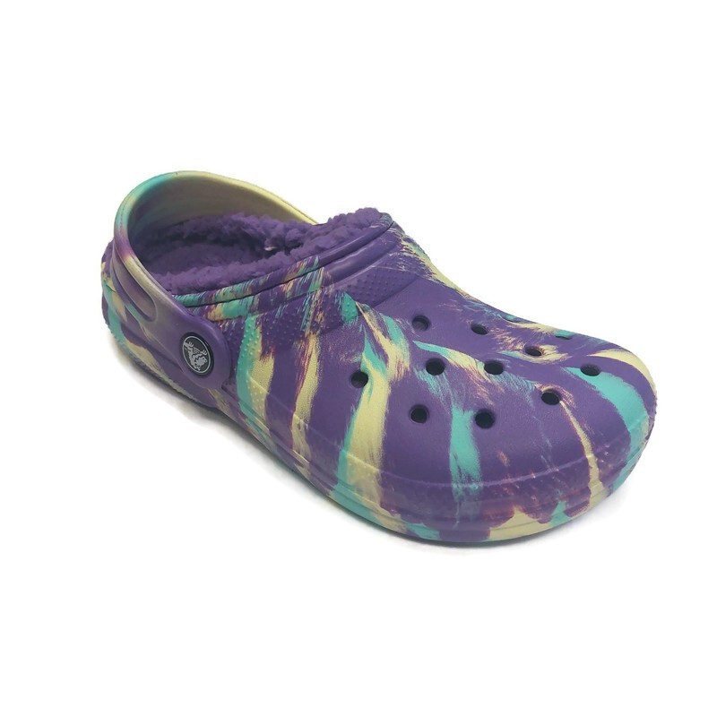 CROCS Kids Size J2 Classic Lined Marbled Clog K Lightweight Slip On Clogs Shoes