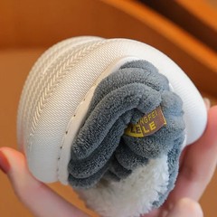 New Winter Concise Stripe Plush Slippers Children’s Non-slip Soft Sole Kids Boys